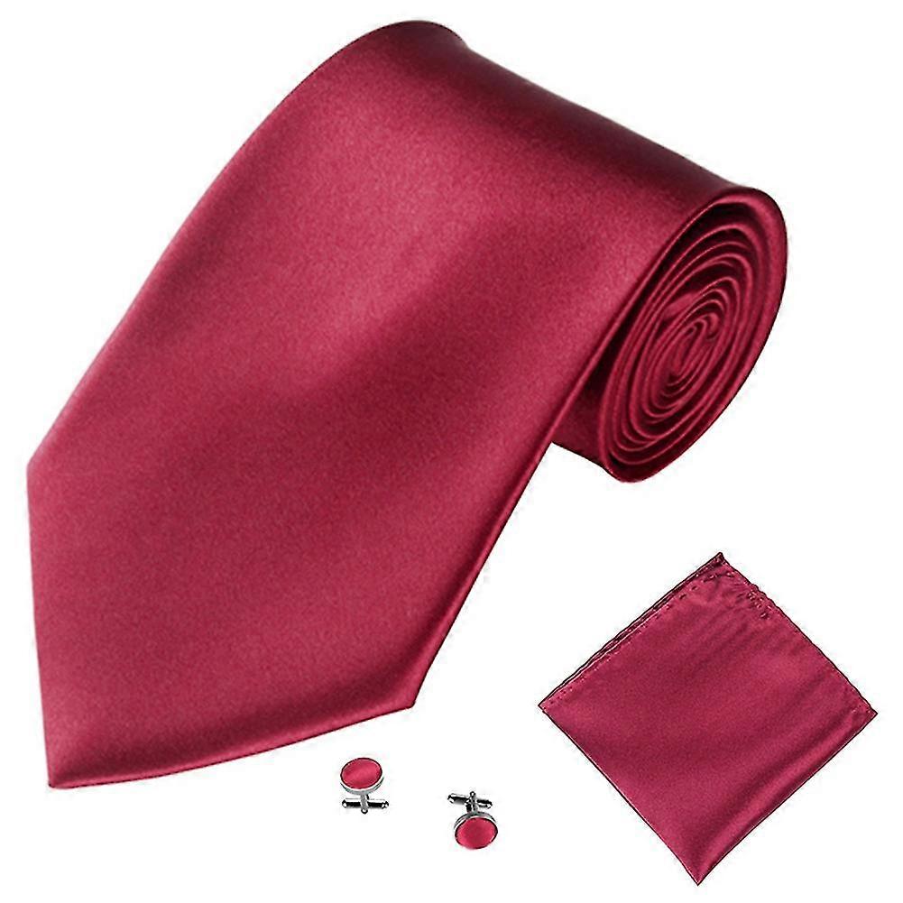 Hommes Mode Couleur Unie Costumes Cravates Cravate Boutons De Manchette Mouchoir Ensemble Smoking Costume-Yvan