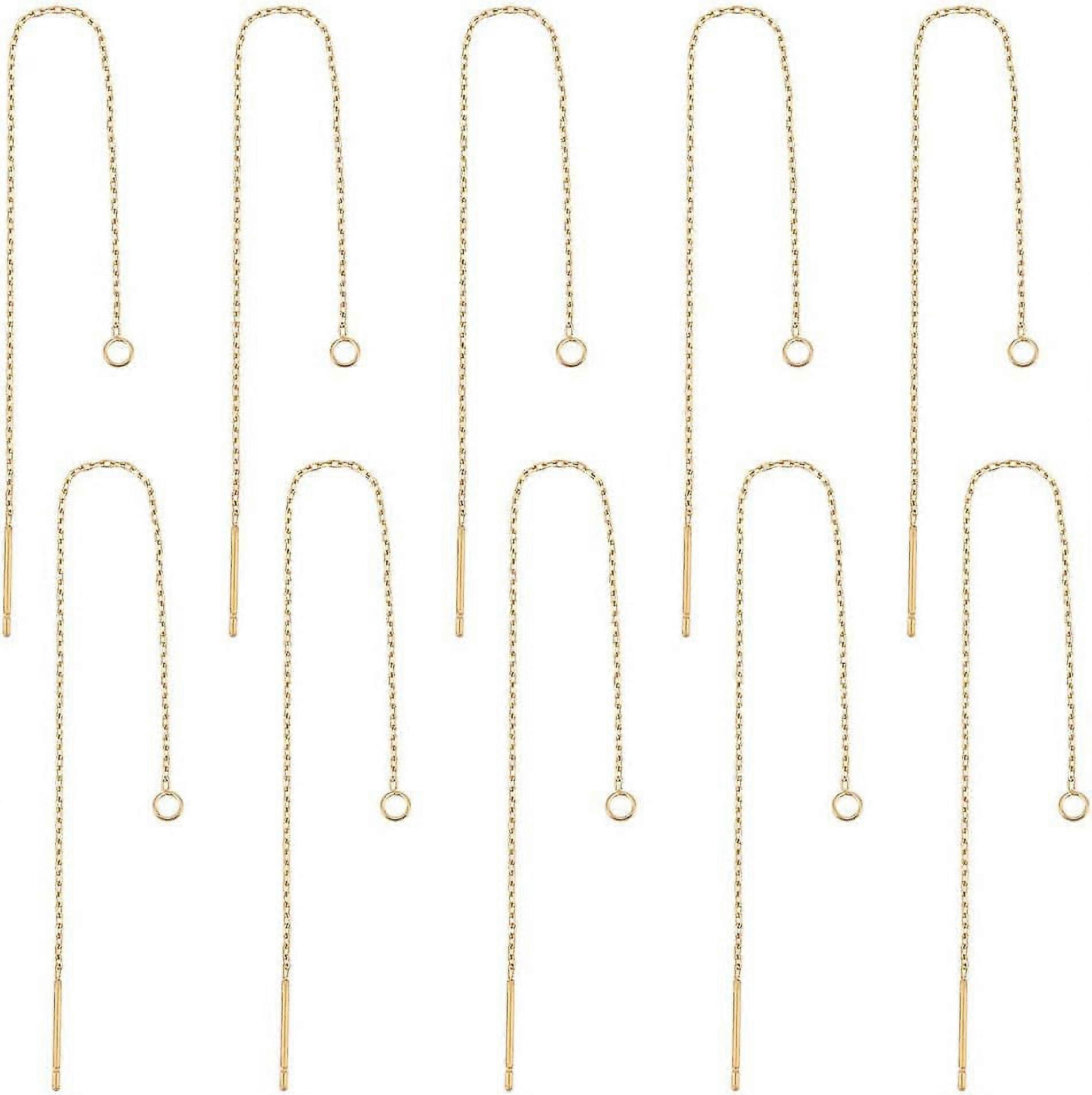20pcs Golden Stainless Steel Ear Threads Earrings 109mm Long String Ear Threads with Loops Drop Earring Threader Jewelry Finding