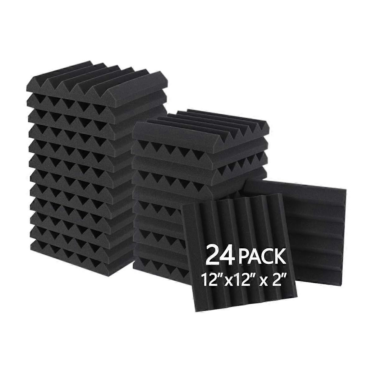 24 Pack Sound Proof Foam Panels 2x12x12Inch, Acoustic Foam Retardant Soundproof Foam for Noise Abso