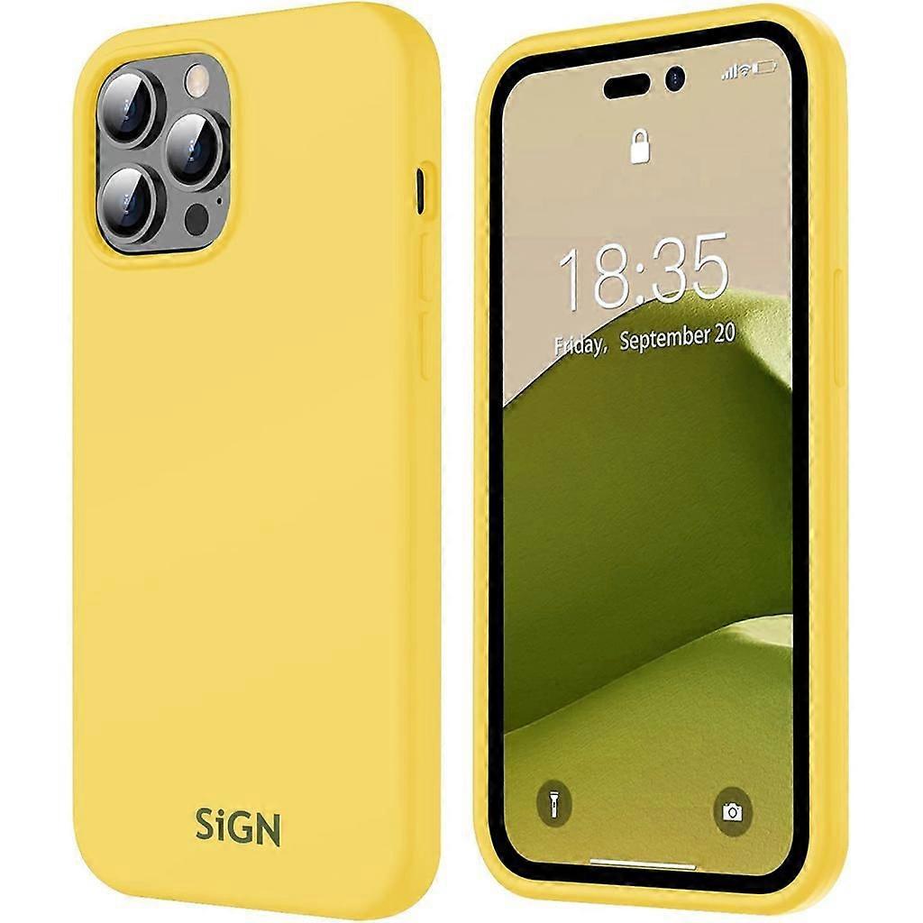 Flydende Silikone Cover til iPhone 14 Pro Max - Gul