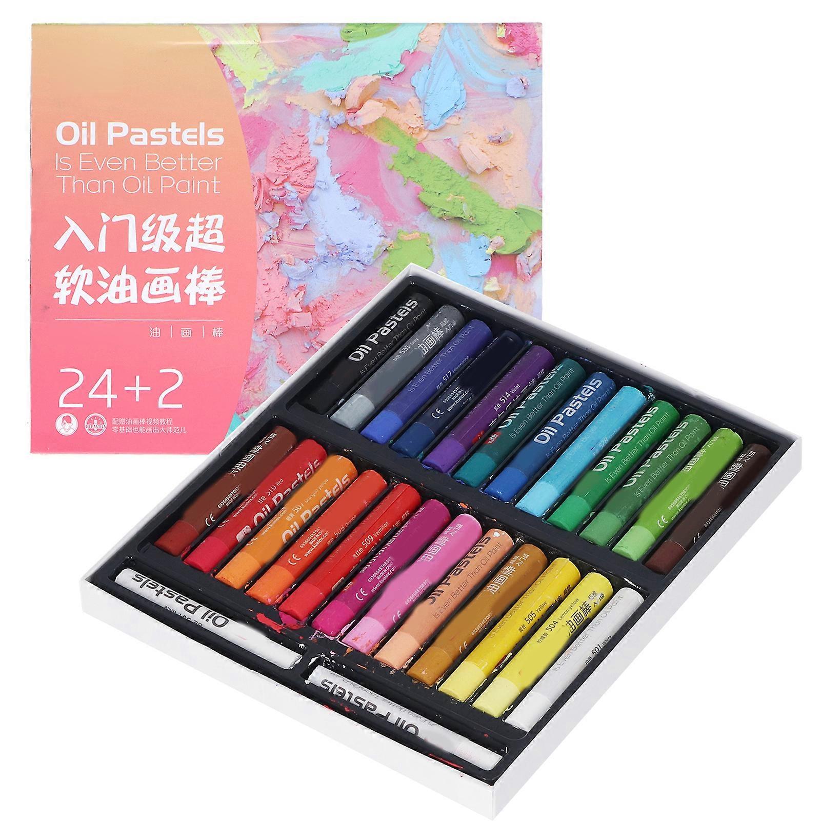 Oil Pastels Set Washable Soft Heavy Color DIY Oil Pastels Set for Art Painting Blending for Artists Beginners 24 Colors