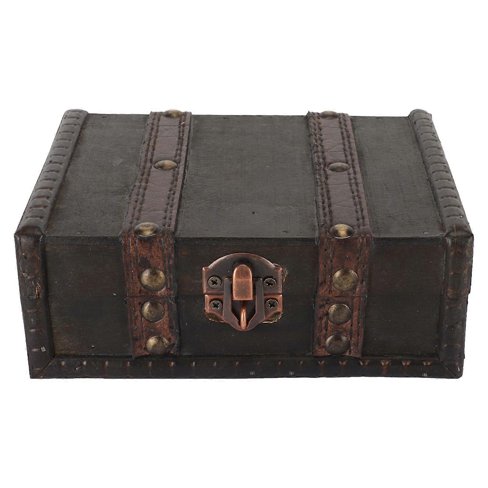 ロック付き木製チェスト小さなビンテージ装飾収納ボックスジュエリー木製チェスト