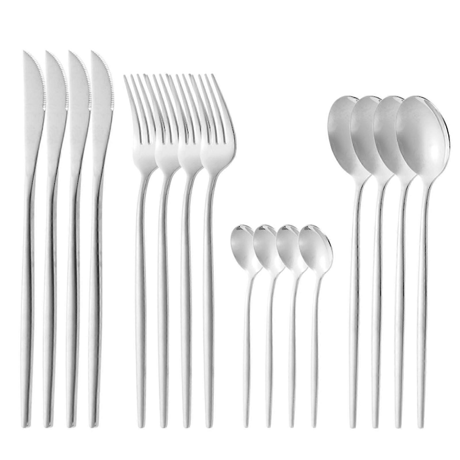 Matte Gold Silverware Set With Steak Knives,stainless Steel Gold Flatware Set,16 Pcs Set Cutlery Utensils Set Service For 4,spoons And Forks Set