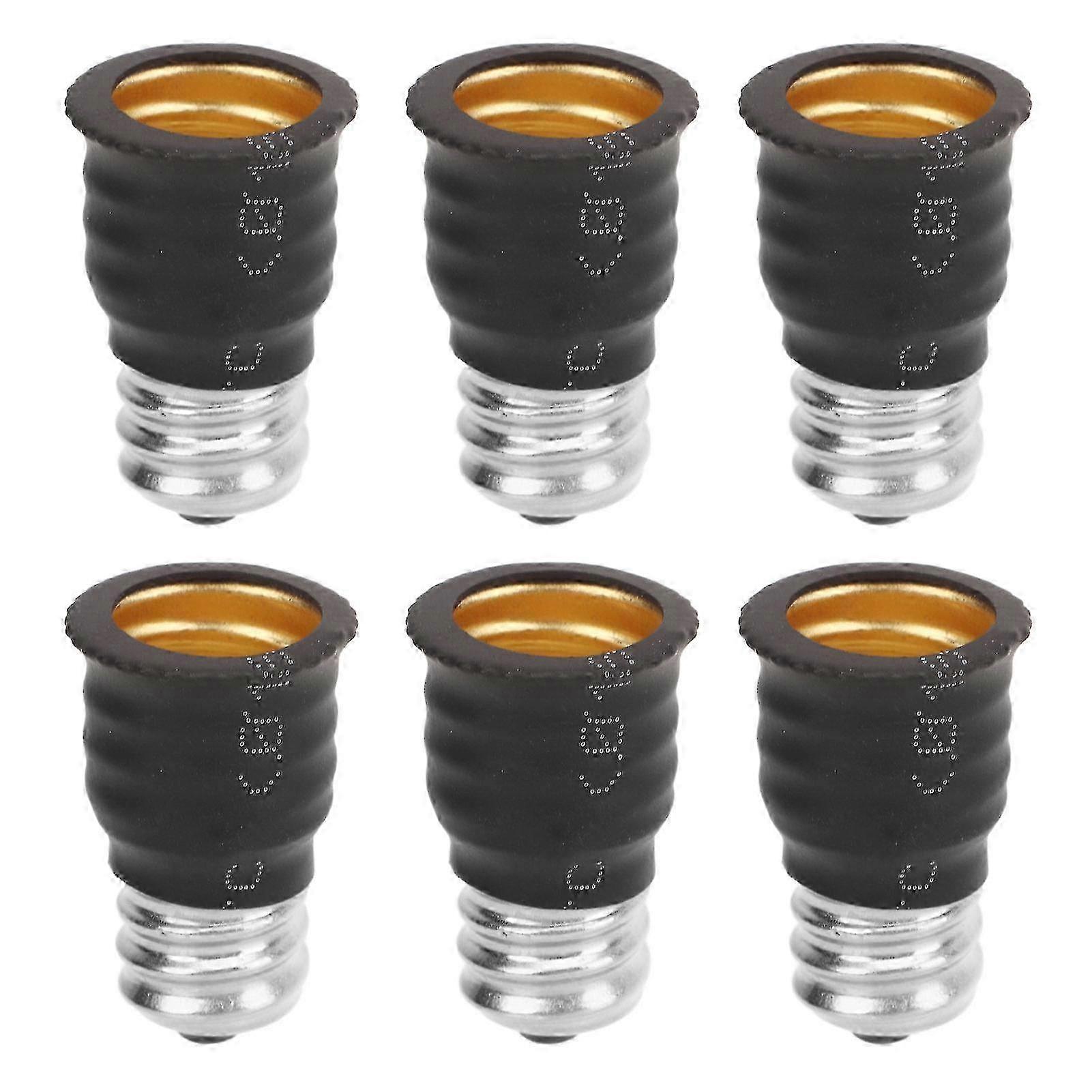 6 Pack Black E12 to E14 Light Bulb Adapter Converter