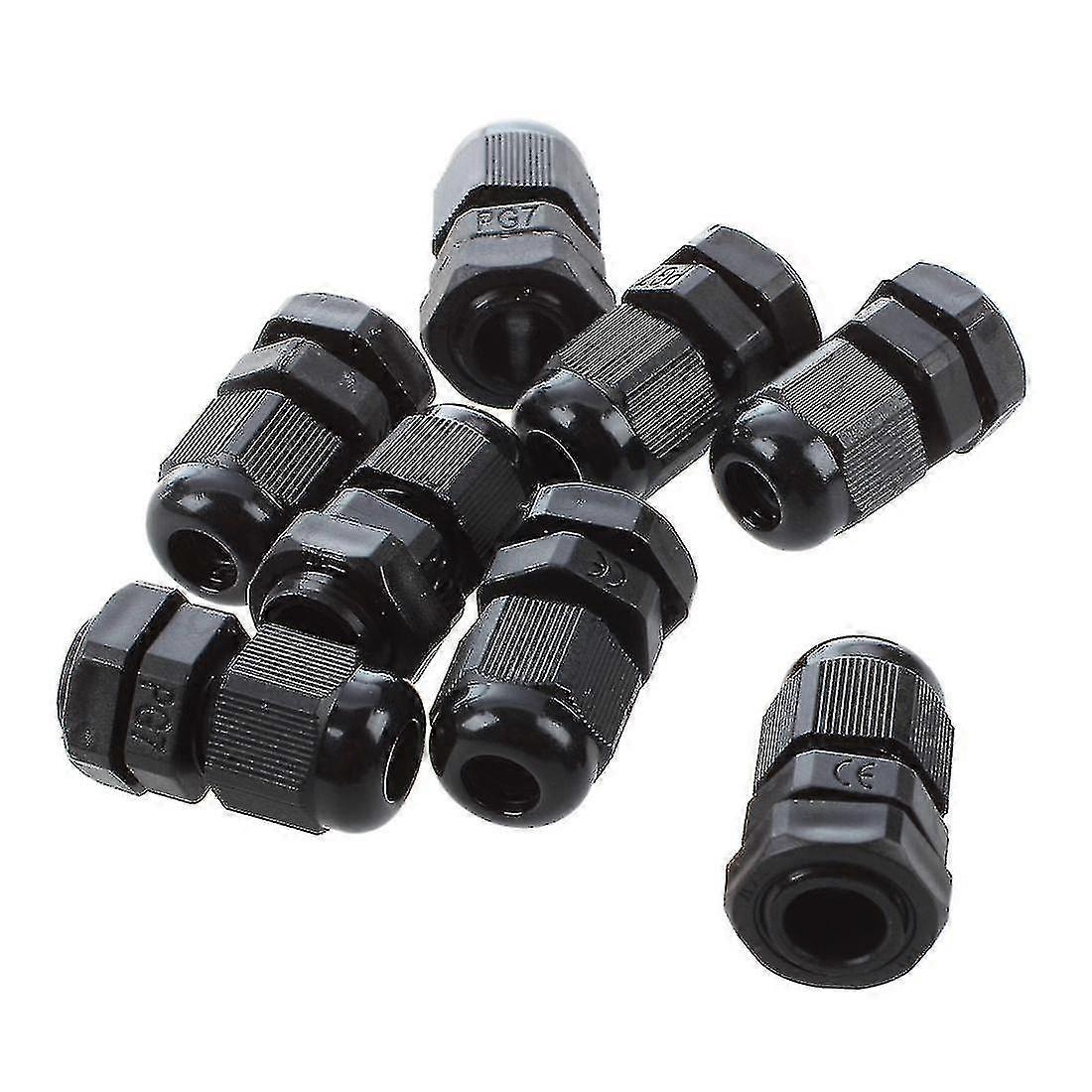 Compatible With8 Pcs Pg7 Black Plastic Waterproof Cable Gland Connector 3-6.5mm