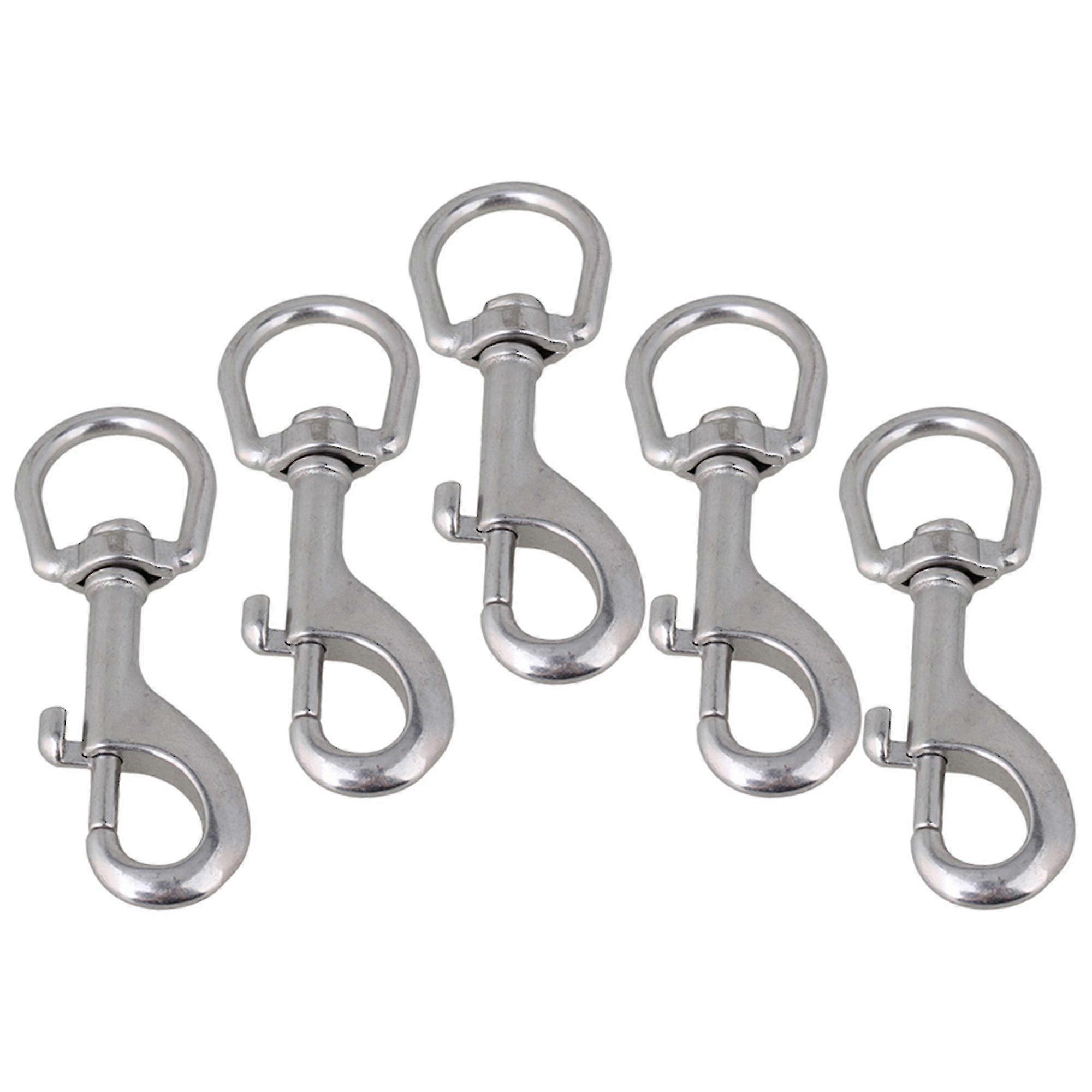 5pcs Round Eye Swivel Snap Hooks Key Chain Clip Stainless Steel 105mm Silver