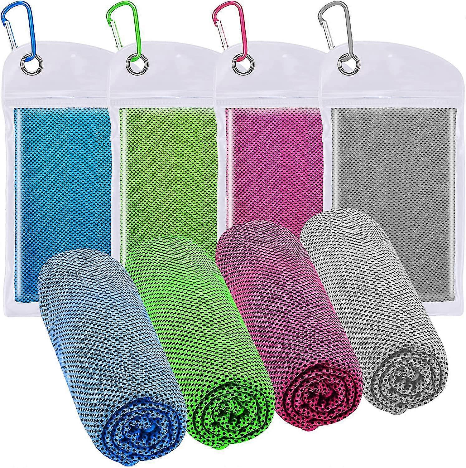 4Pcs 30 x 90cm Cooling Towel, Ice Towel, Soft Breathable Chilly Towel , Microfiber Towel for Yoga, Sport, Running, Gym, Workout