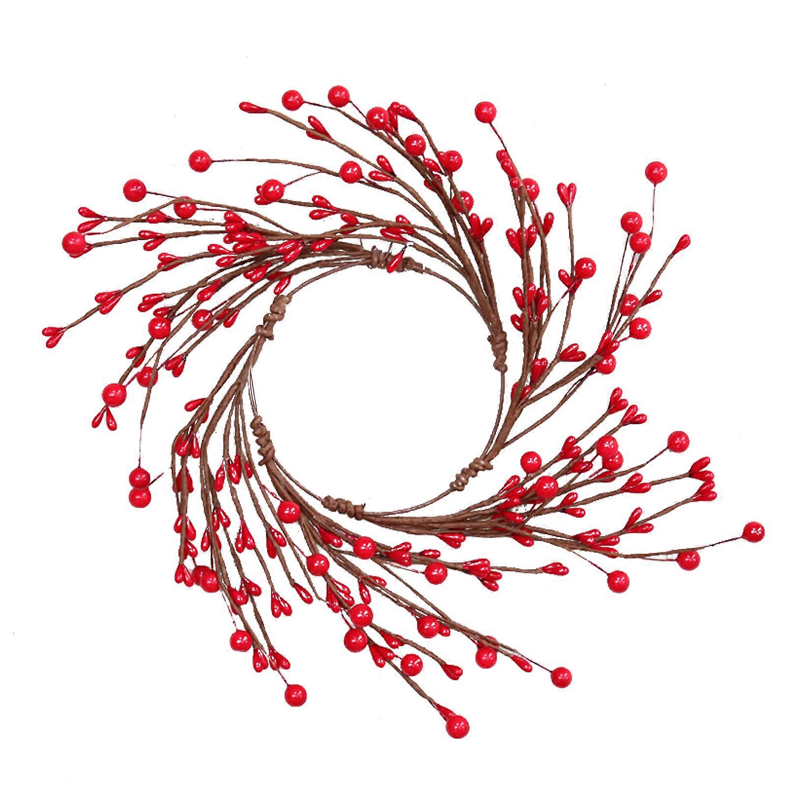 One Christmas wreath simulation berry candle ring with inner diameter of 11cm, outer diameter of 22cm, foam+wire+paper