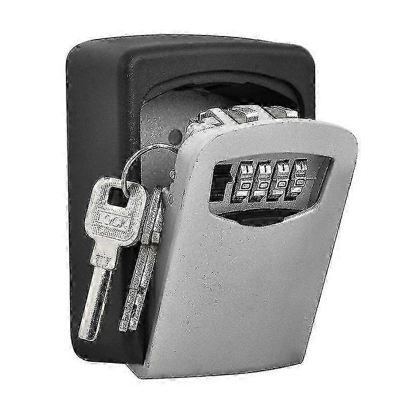 4 Digit Wall Mounted Key Safe Outdoor Combination Lock - Black / Grey