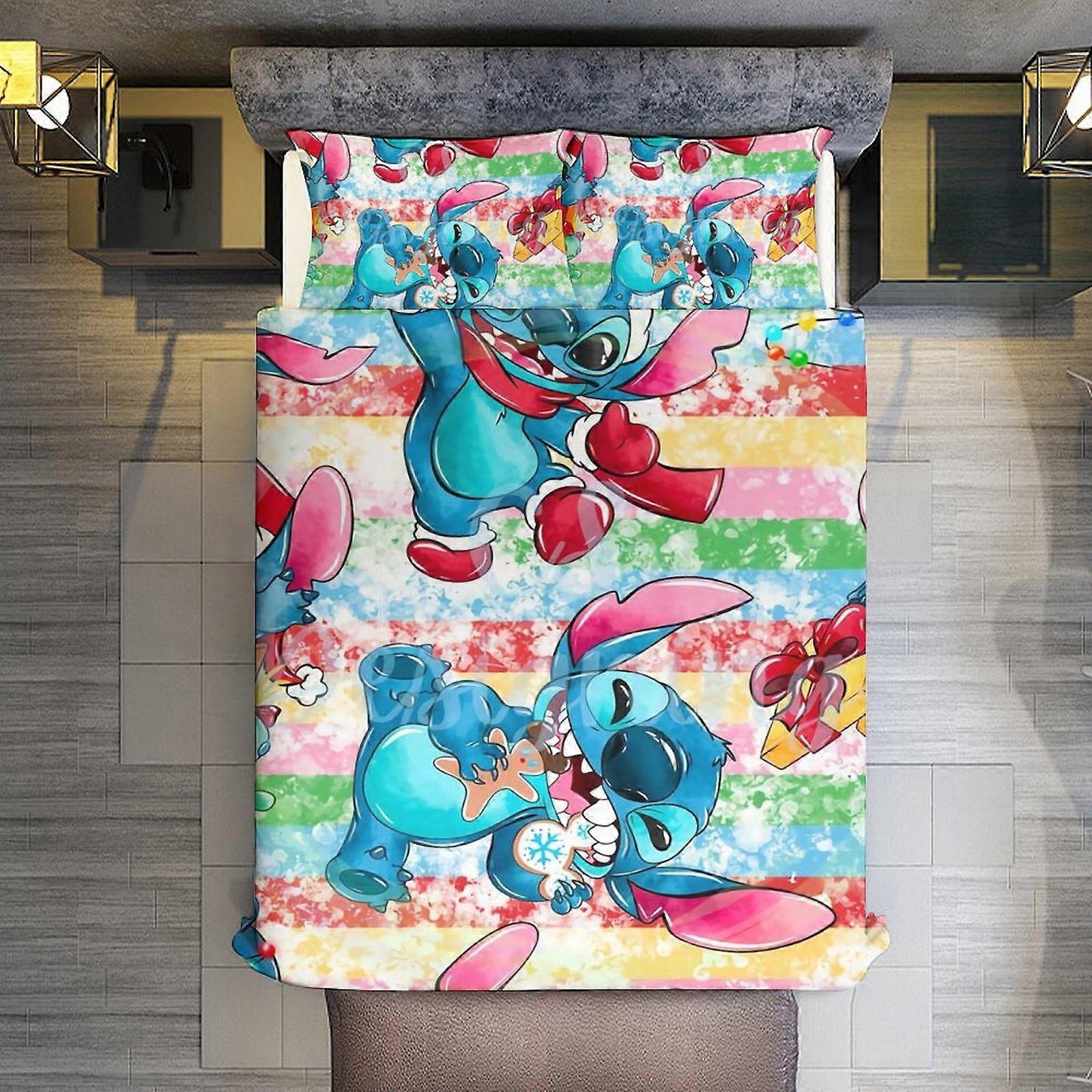 v3429 침대 시트/침구류 메리 크리스마스 스티치 3피스 이불 커버 세트 풀 사이즈 초극세사 소재, 매우 부드럽고 색바램 방지 기능, 지퍼형 커버 1개와 필 2개