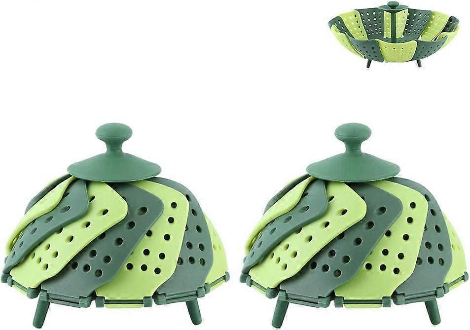 2pcs Plastic Foldable Steaming Rack Anti-scalding Retractable Steaming Basket Vegetable Fruit Steamer Basket