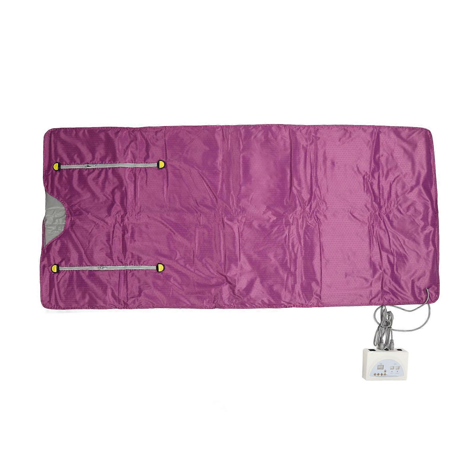 Sauna Heating Blanket Far Infrared Fat Dissolving Promote Sweating Sauna Blanket with Remote Control Purple 180x80cm US Plug 110V
