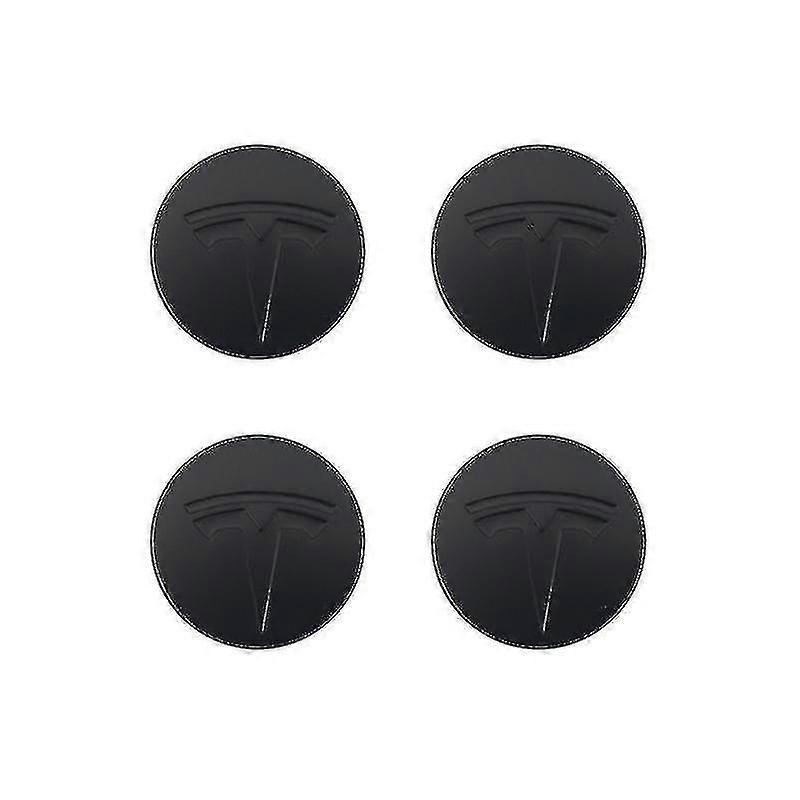 Hub Center Protective Cap,compatible With Tesla Model 3, Black (four Pack)