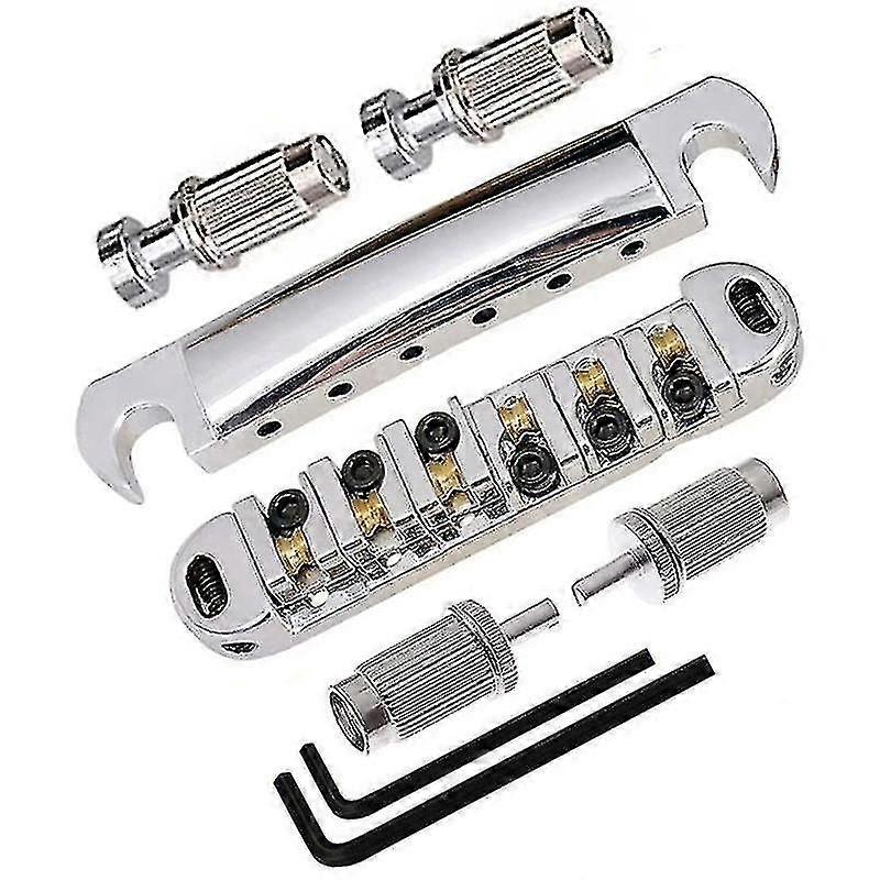 For Lp Sg Electric Guitar Metal Guitar Bridge Locking Tune-o-matic Bridge And Tailpiece Set ,silver