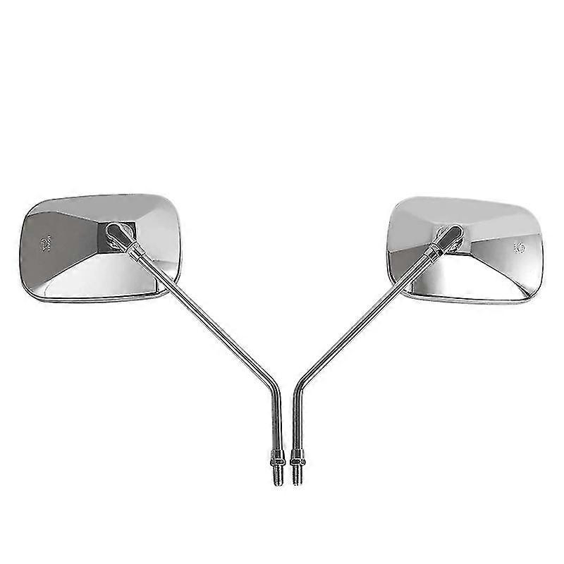 10MM Chrome Motorcycle Rectangle Handlebar Rear View Side Mirrors for Cruiser Scooter 102x155mm