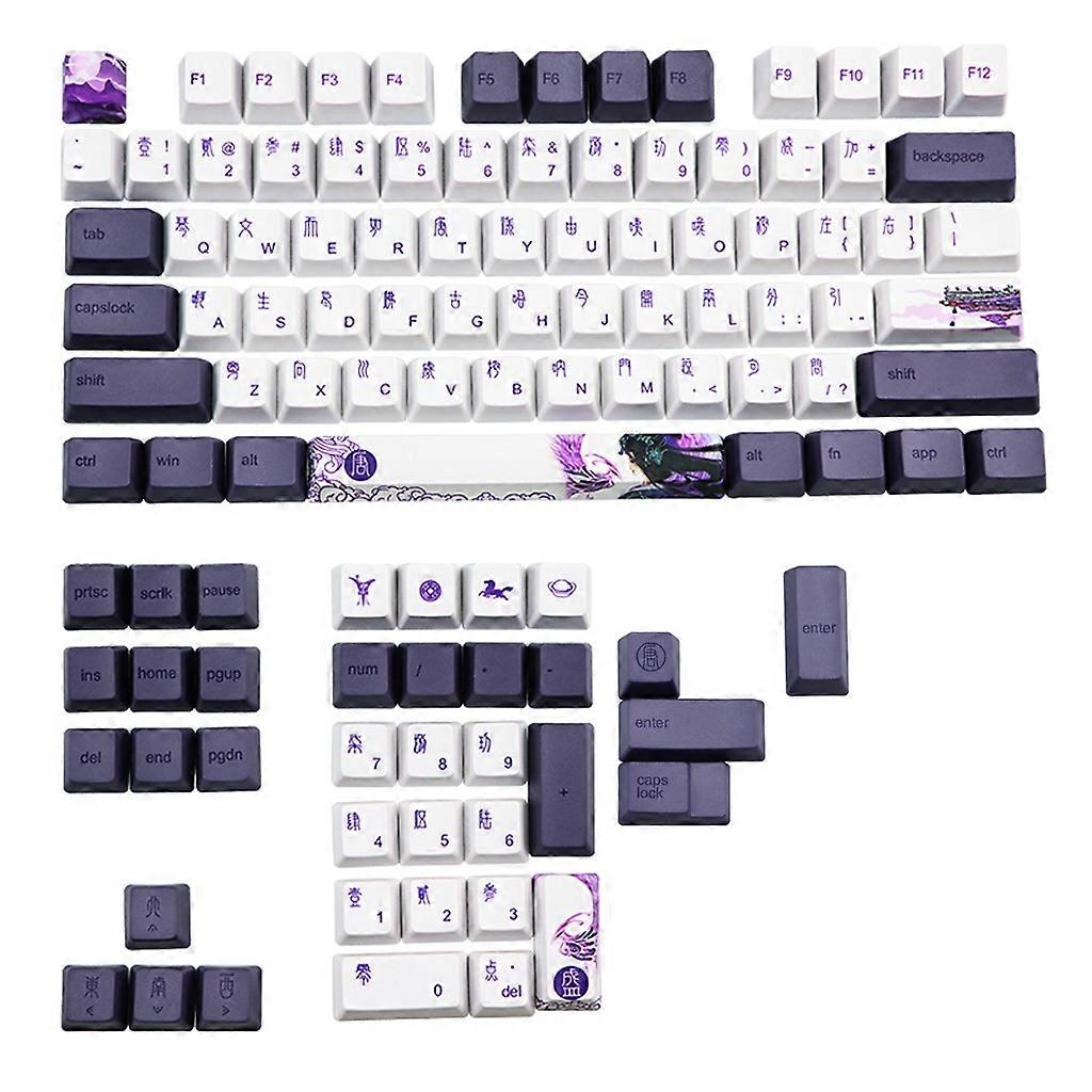 Mechanical Keyboard Keycap Chinese Style Purple Datang Keycap Keyboard Replacement Accessories PBT Sublimation Keycaps