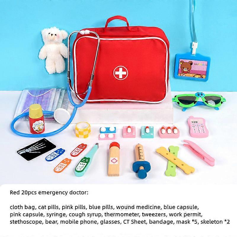 子供のおもちゃの役割ごっこ遊び玩具木製のごっこ遊びお医者さん女の子のための教育玩具ギフト医療シミュレーション医学チェストセット