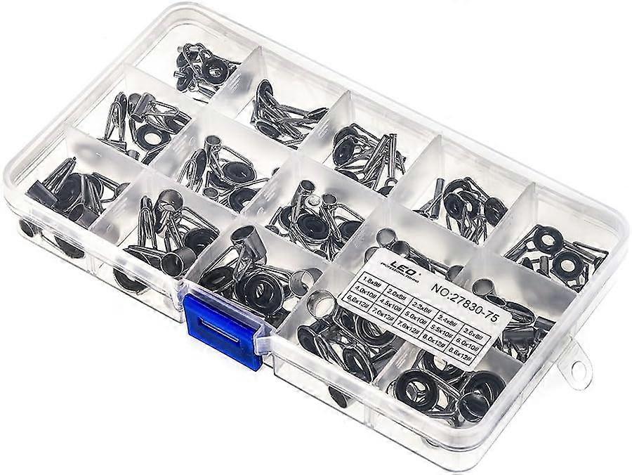 75個の釣り竿のヒント修理キットステンレス鋼釣り竿ガイド塩水^