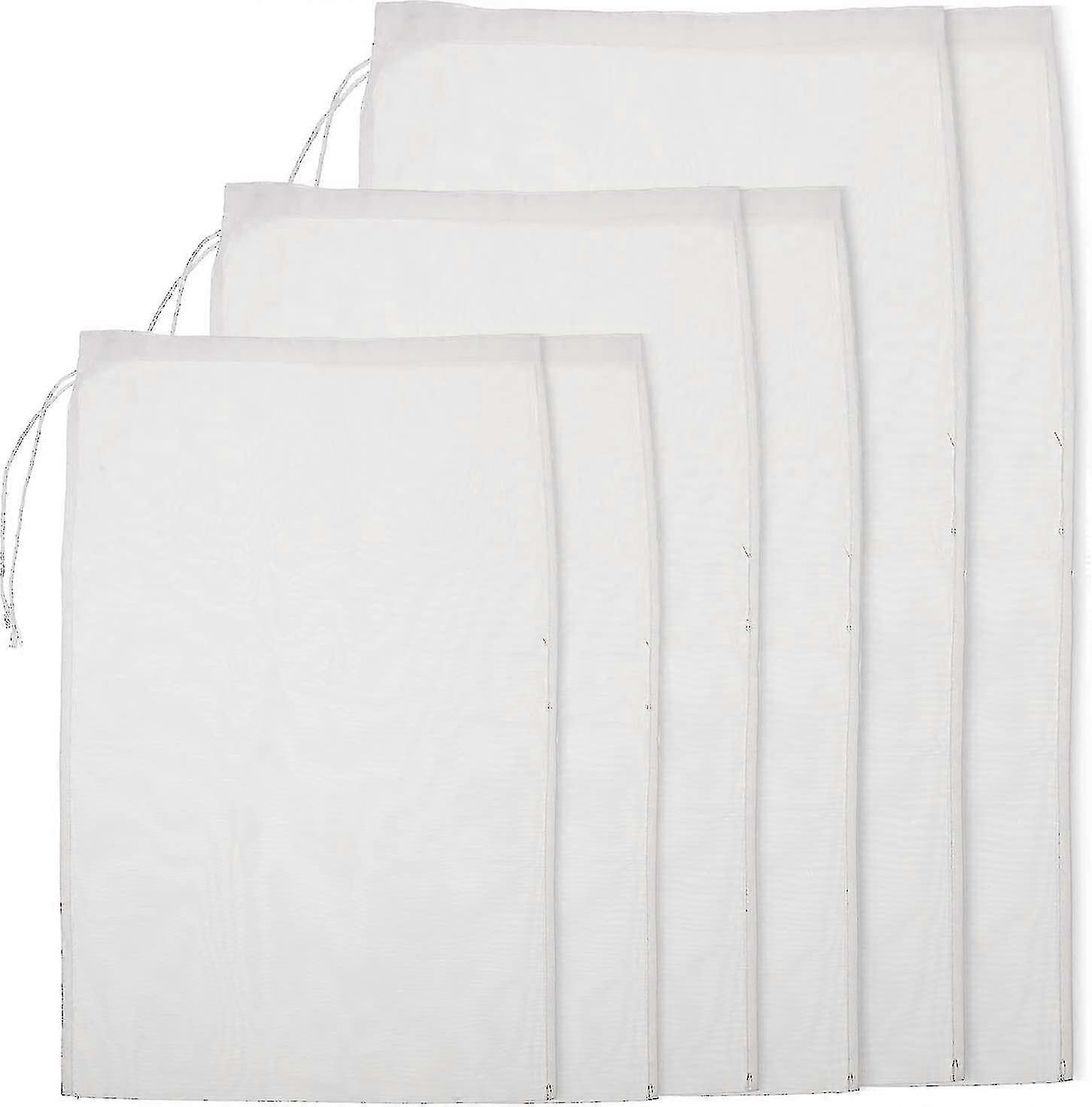 6 Pack Nut Milk Bags Reusable Food Strainer Bags Fine Mesh Nylon Drawstring Bags For Tea Coffee Latte Filter, 3 Sizes