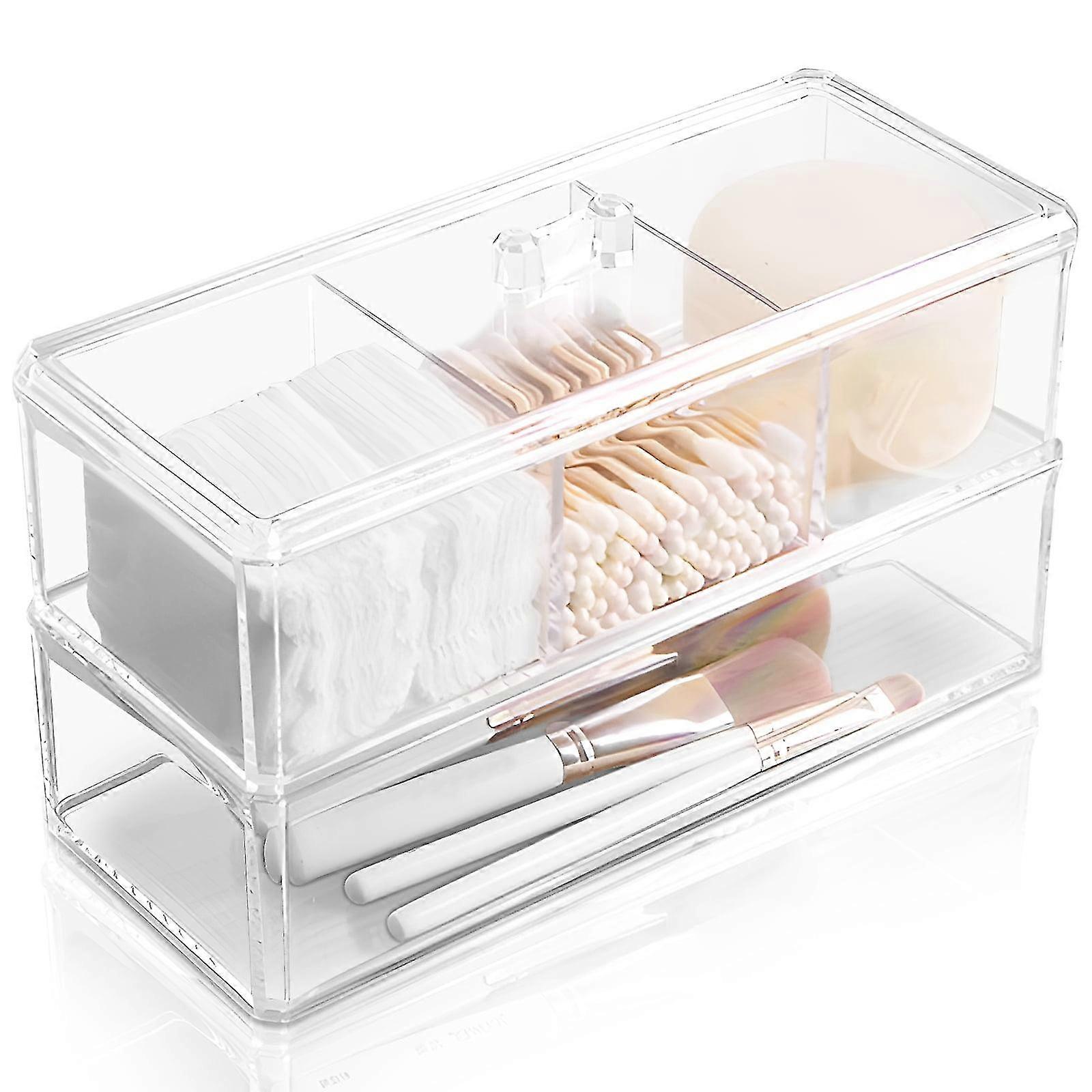 Square Qtip Holder Dispenser - Acrylic Containers For Vanity