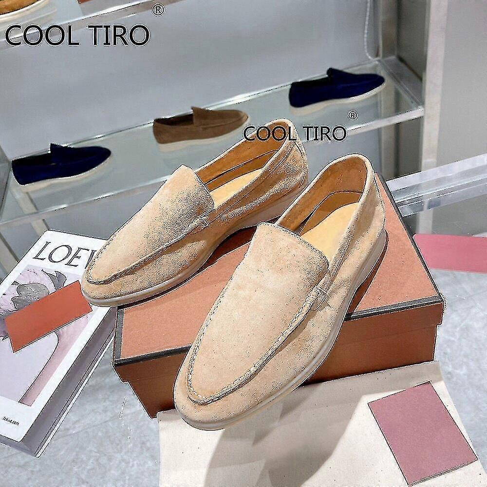 Sand Suede Men Loafers Casual Moccasins Summer Walk Shoes Round Toe Slip-ons Flat Driving Lazy Beanie Shoes Gentleman Dress Shoe