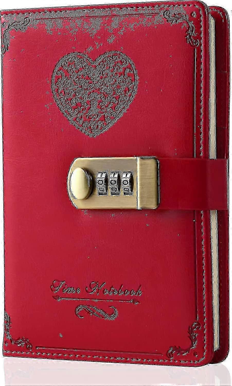 Diary With Lock For Girls - Leather Password Locking Journal Cute Secret Diaries Notebook With Combination Lock For Women Adults B6