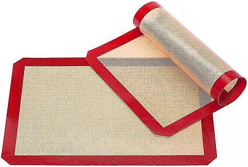 Silicone Baking Mats Reusable Non Stick Pad Heat Resistance Cooking Baking Sheet 2pcs Baking Mats (red) (2pcs)
