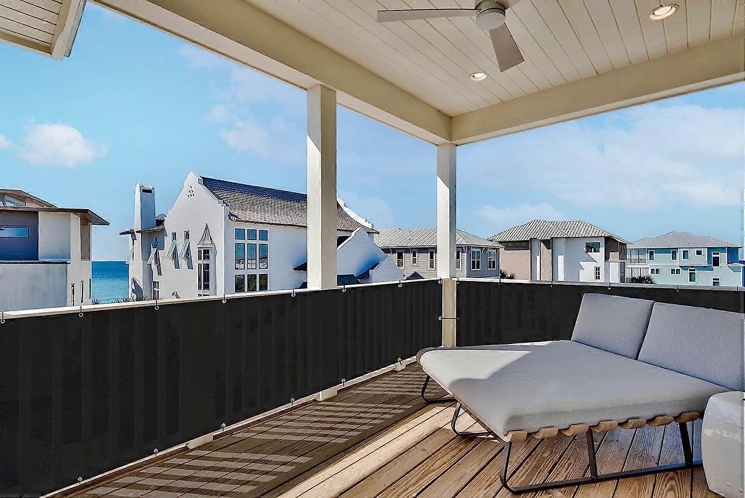 Balcony Privacy Screen Protect Privacy Screen (HDPE) 0.9 x 6m για Εξωτερικό Κήπο με Μπαλκόνι,Μαύρο