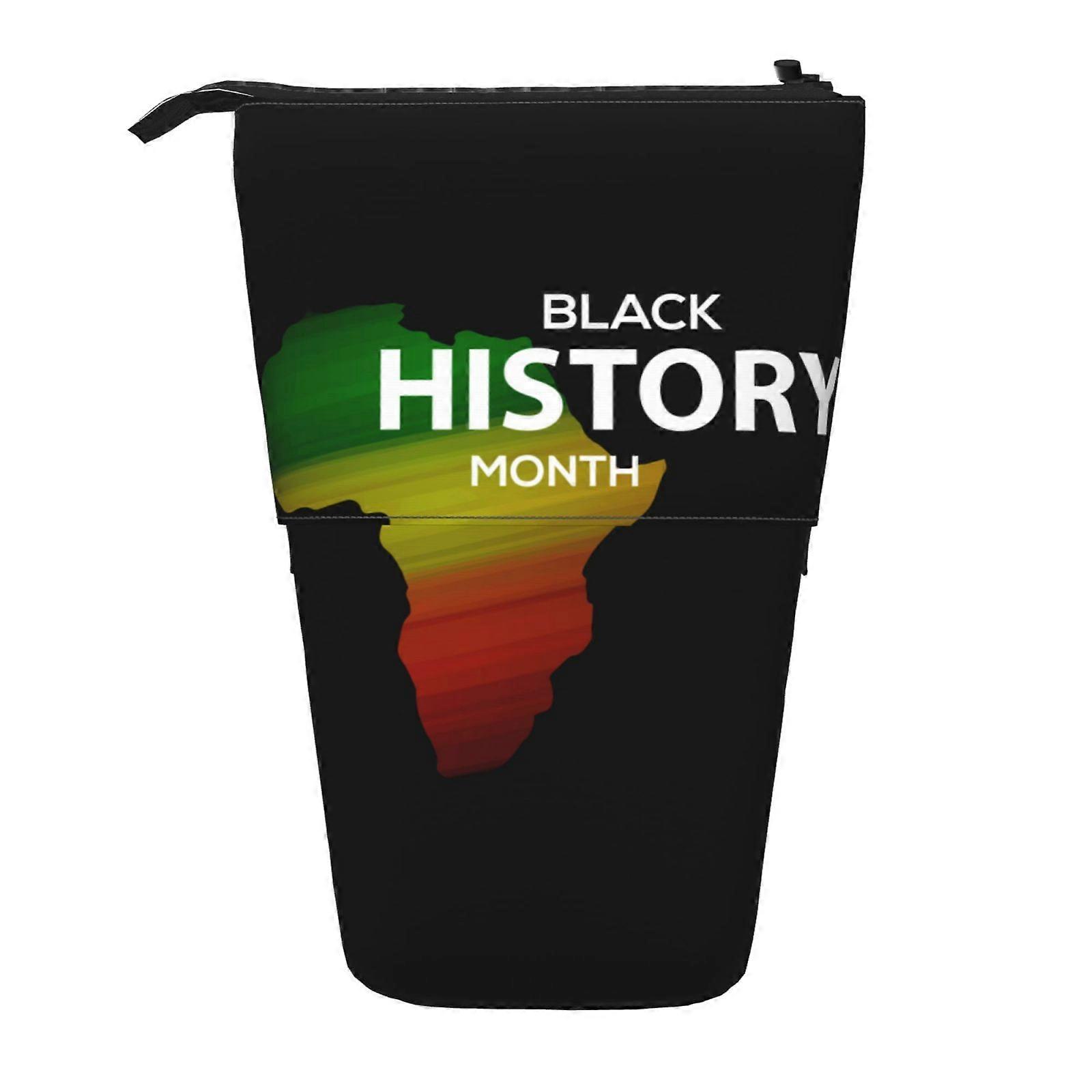 أسود التاريخ الشهر مقلمة الوقوف حقيبة قلم رصاص تلسكوبي مقلمة مع سحاب حقيبة ماكياج محمولة 1