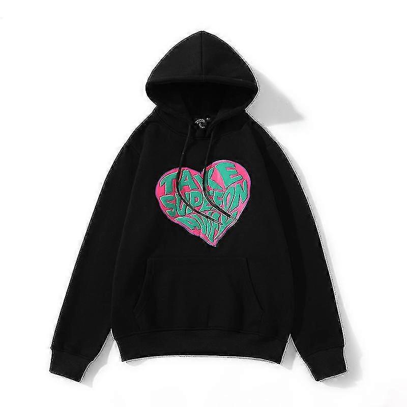 كبيرة الحجم عارضة زوجين ارتداء الرجال بالإضافة إلى المخملية الهيب هوب مقنع سترة الرجال أزياء الحب طباعة ملابس الشارع الصلبة اللون بلوفر