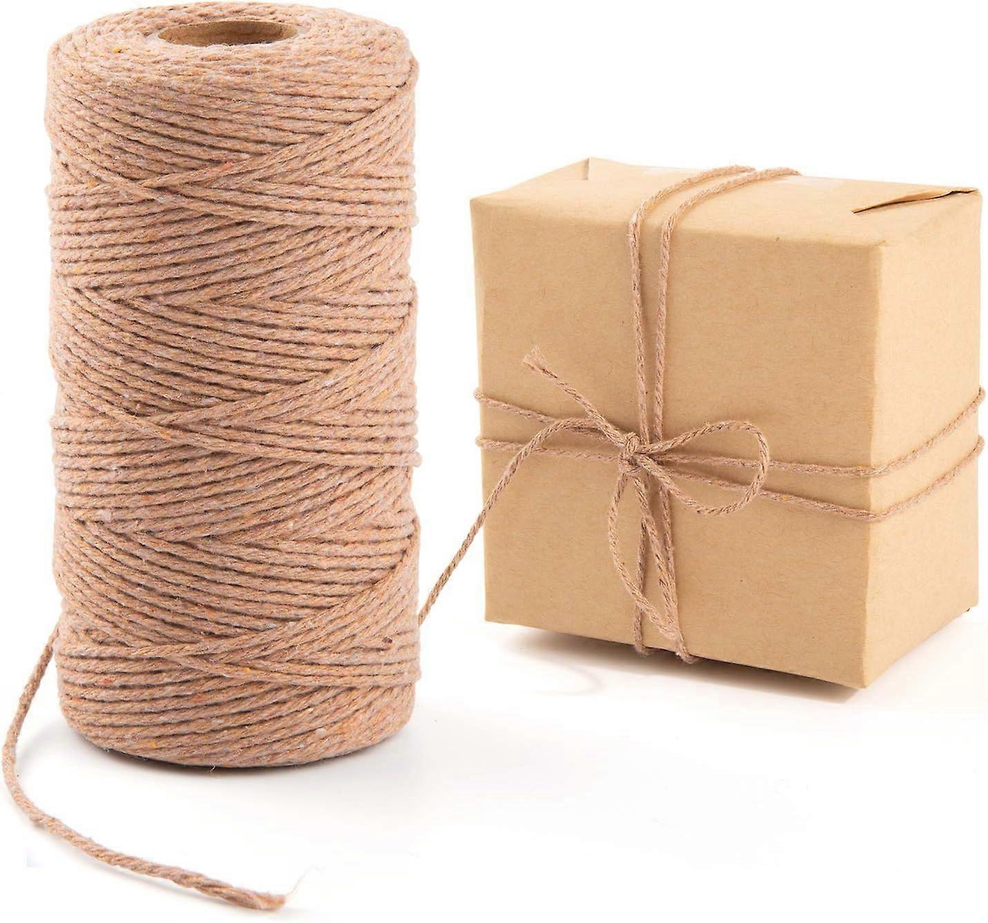Natural Jute Twine, 328 Feet Twine String for DIY Art Crafts, Gardening, Gift Wrapping, Packing Materials (Nature Brown)