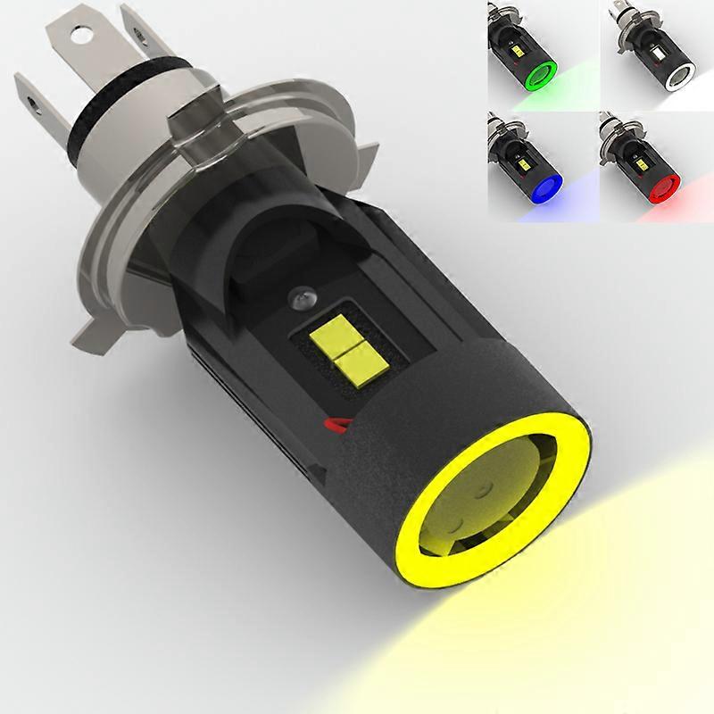 1x Plug&amp;play Car Headlight H4 LED 5colors Angle Eye in one Hi-low Beam HS1 P43T Bulb Motor Auto Scooter Lamp White 6000K 12/24V