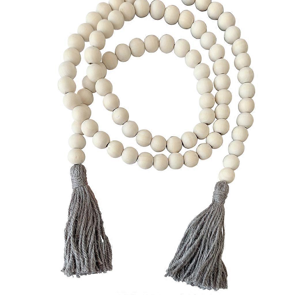 Tassel Wood Wall Art Decor Rustic Concise Bead String Adornments Wall Decor