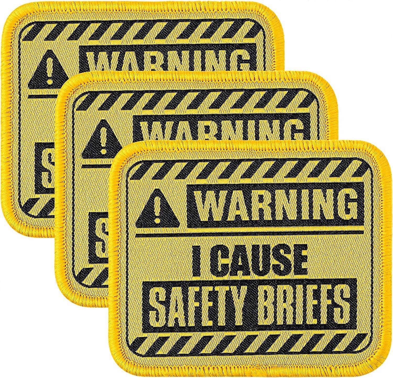 3 Pieces Warning Patches I Cause Safety Briefs Embroidered Tactical Patch Funny Military Patch Appliques with Hook and Loop Backing for Caps Bags Vest