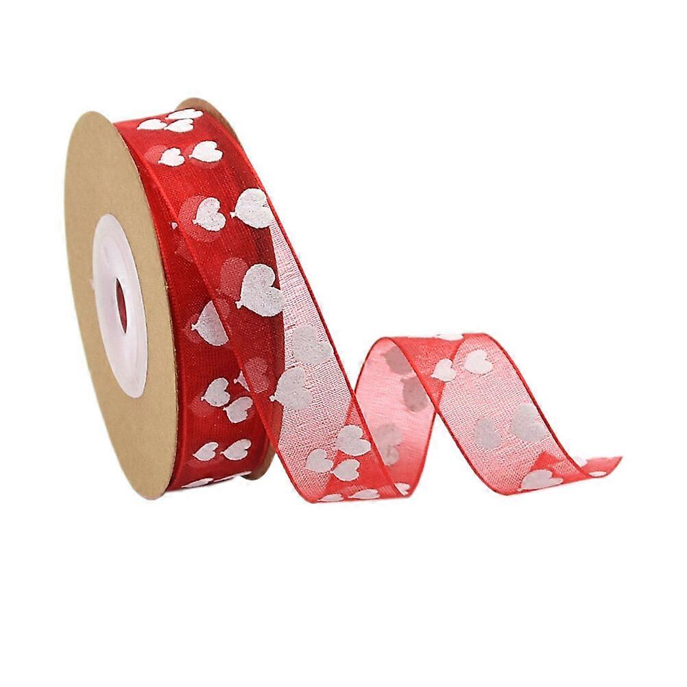2 Rolls of 5M Ribbon Heart Printed Polyester Packing Rope Valentine's Day Gift Wrapping (Pattern 9)