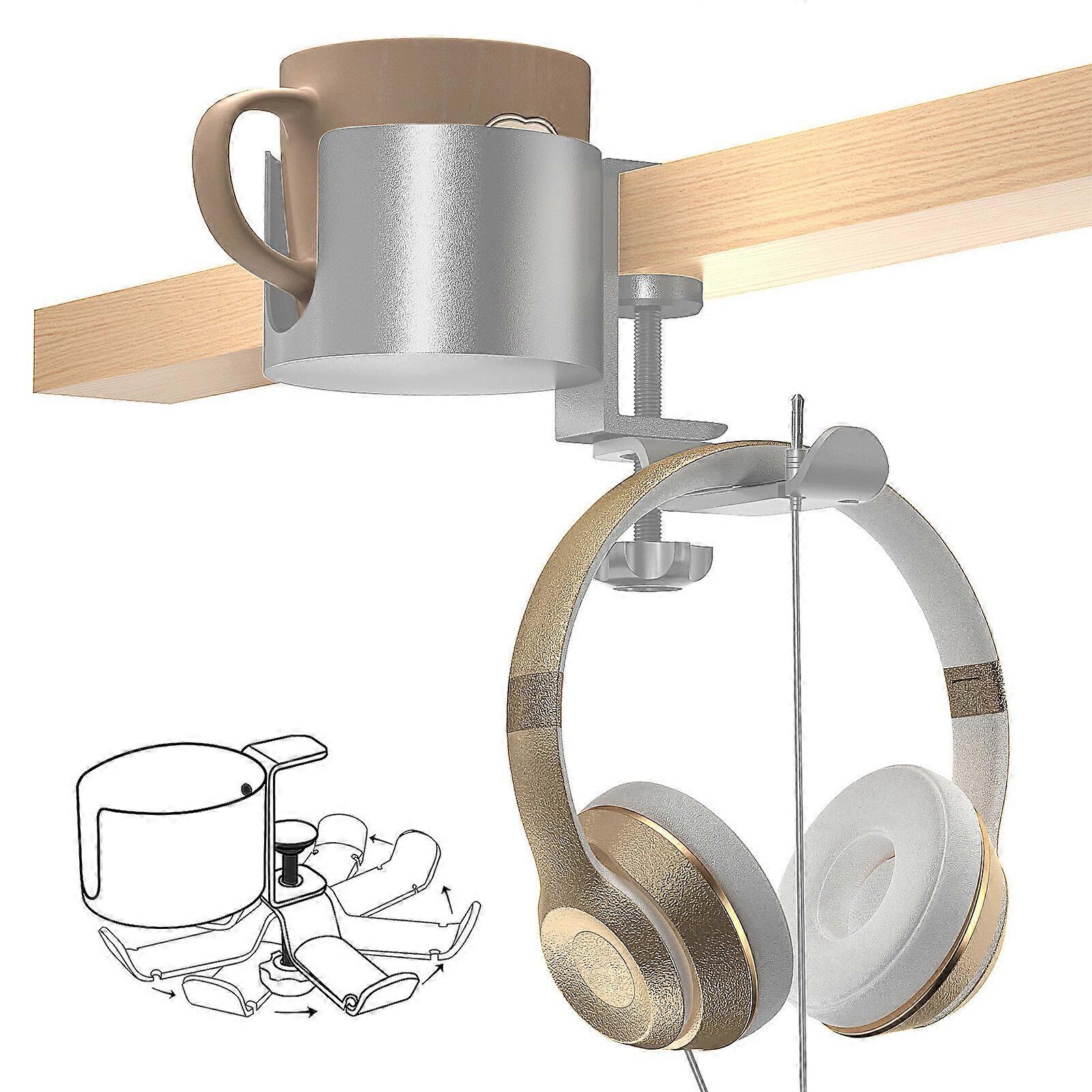 New Arrive Table Cup Holder Holders Headphone Stand Storage Rack 2 In 1 Desk Mount Function Office Rotatable Hanger Gaming