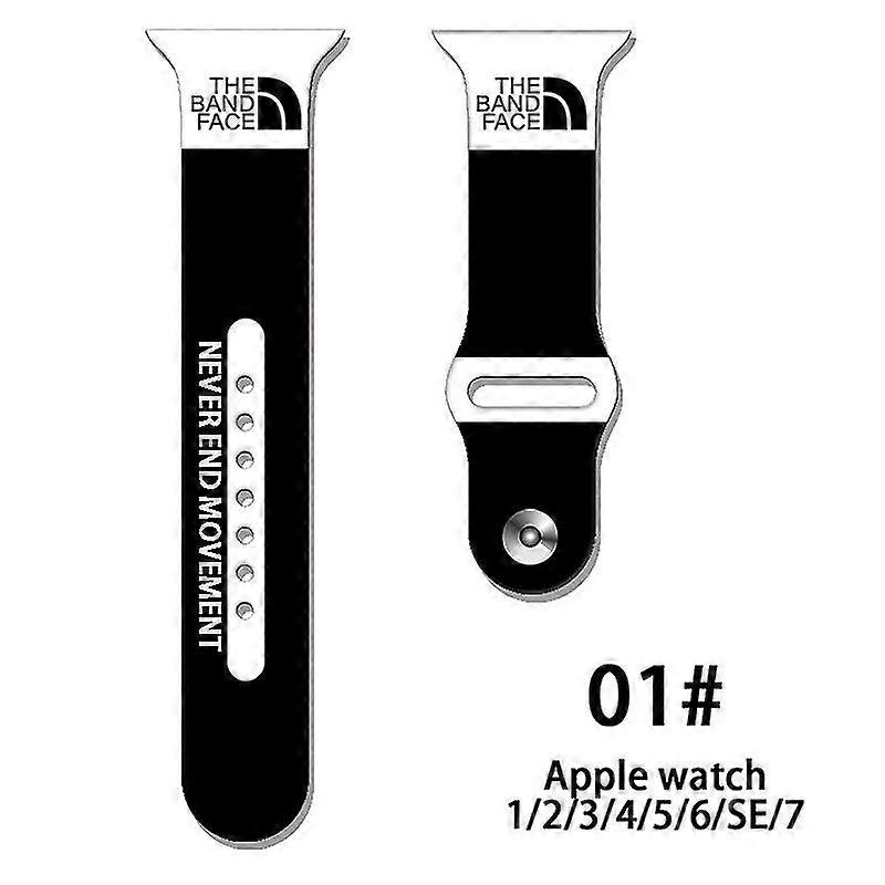 حزام jkw لفرقة Apple Watch 44 مم 45 مم 42 مم 40 مم 41 مم 38 مم سوار حزام سيليكون مطبوع على الأزياء Iwatch 3 4 5 6 7 Se Band-2