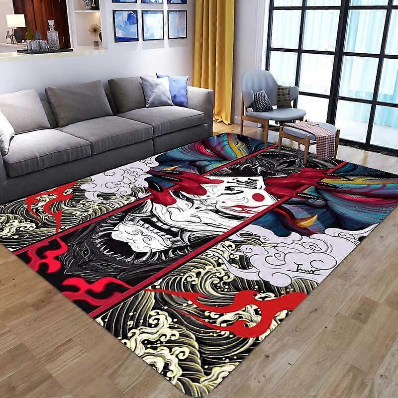 Japonais Hannya Samouraï Imprimé En 3D Tapis Démon Masque Salon Chambre Grande Zone Tapis Basse Table Tapis Anti-Slip Home Decor