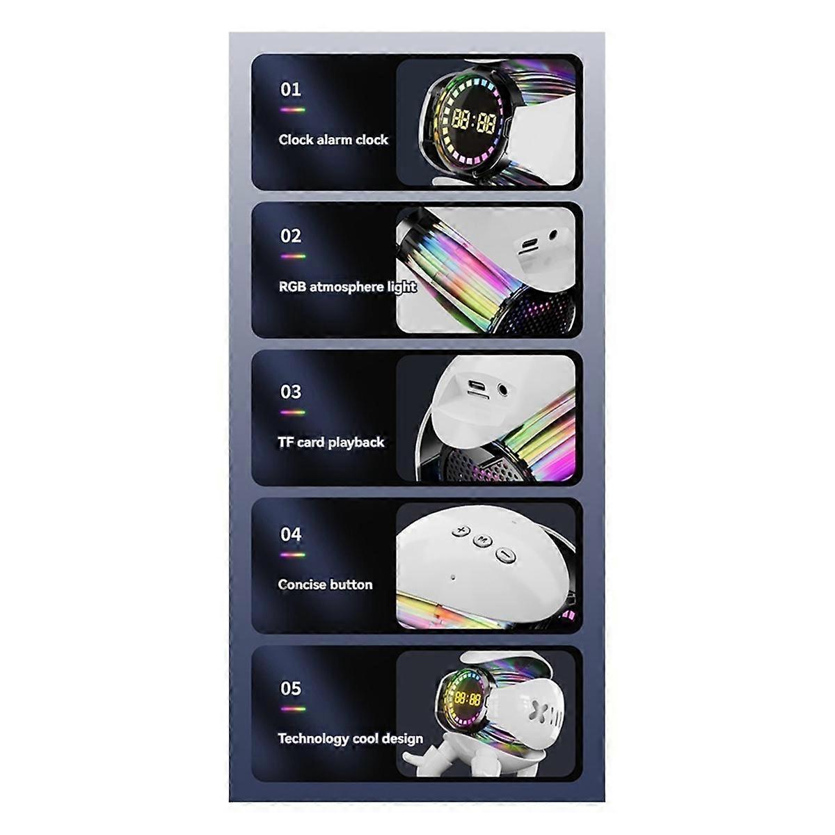 Smart Robot Bluetooth Speaker Portable Stereo Alarm Clock AI Interactive Toys Wireless Audio TF Card FM Radio,B