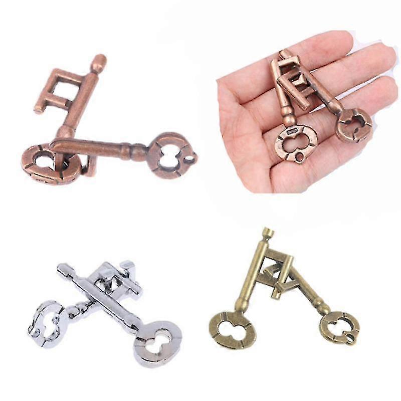 Decompression Toys Brain Tester Key Lock Toy Development Alloy Key Ring Puzzle Game Children's Kid Iq Thinking Test Key Puzzle