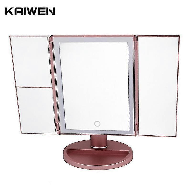 Lighted Vanity Makeup Mirror 1x/2x/3x Magnification Trifold