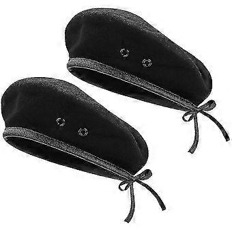 Boinas de lana. Gorras de boina para hombres y mujeres con adornos de cuero - Ajustable