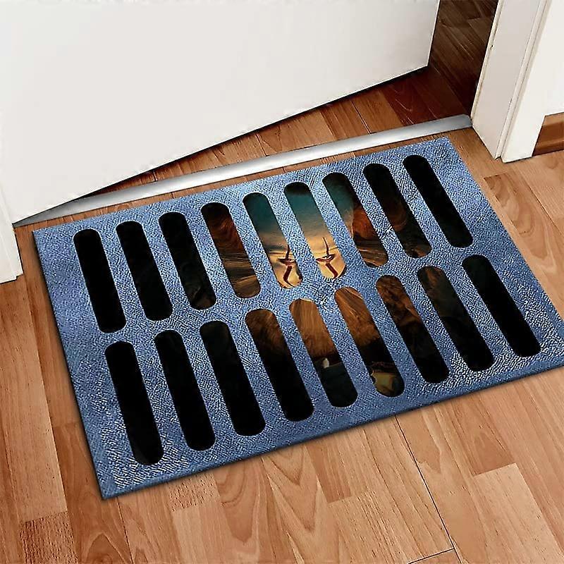 Halloween 3D Illusion Clown Door Mat Horror Movie Clown Halloween Area Rug Decorations Indoor and Outdoor Welcome Doormat Non-Skid Carpet for Bedroom