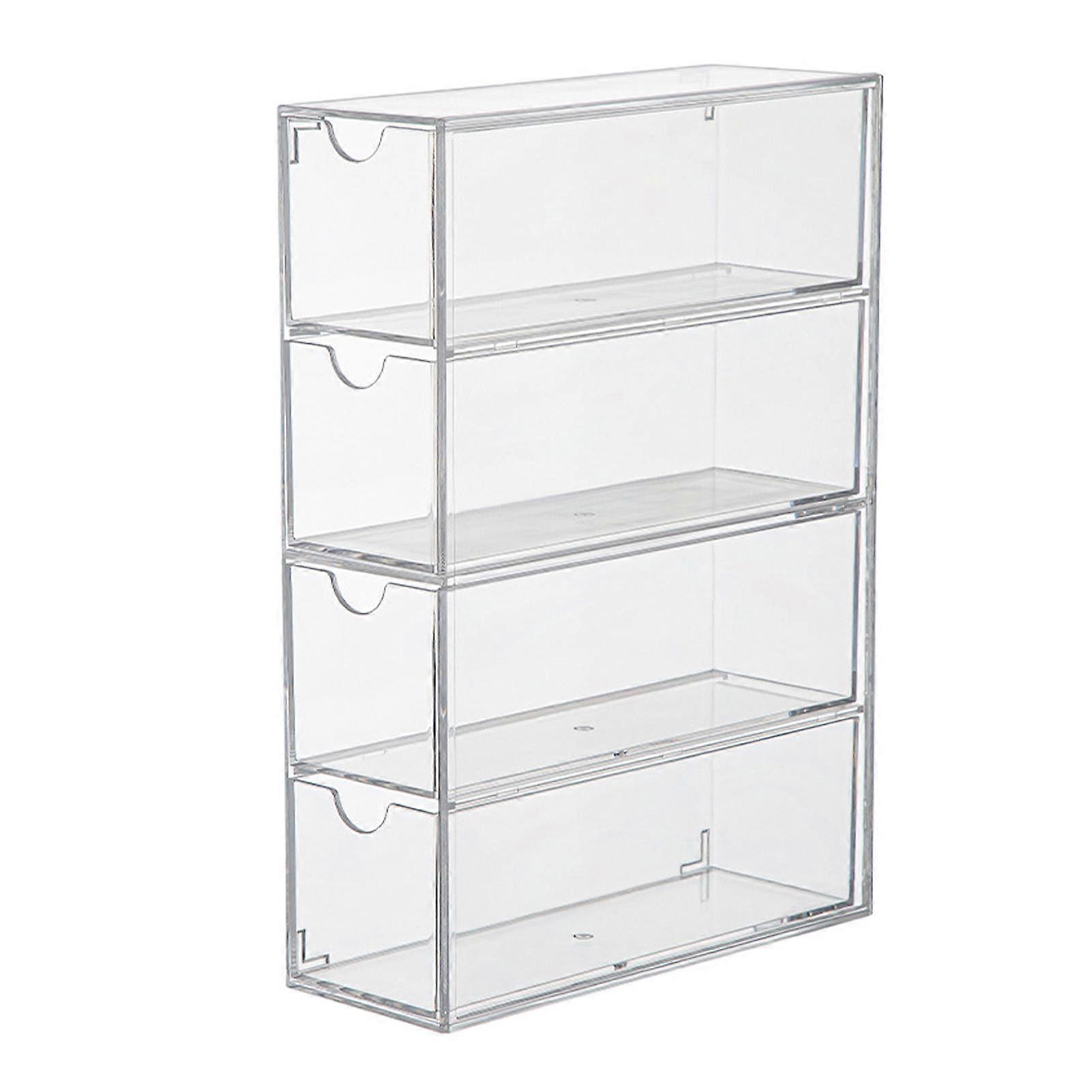 4Pcs Eyeglass Case Storage Organizer Large Capacity Dustproof Transparent Stackable Sunglass Glasses Storage Box with Lid