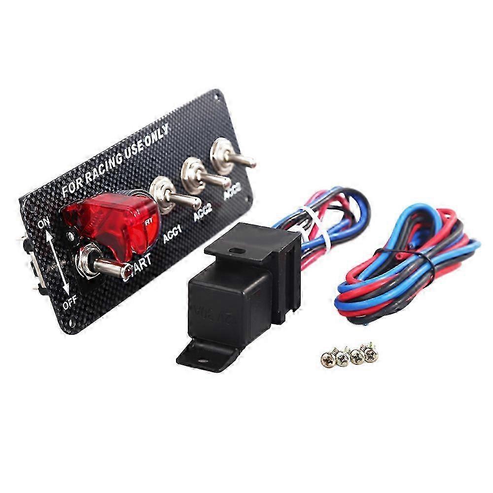 Car 12V LED Toggle Ignition Switch Panel Engine Start Push Button Set Universal compatible with 12V Power Speed