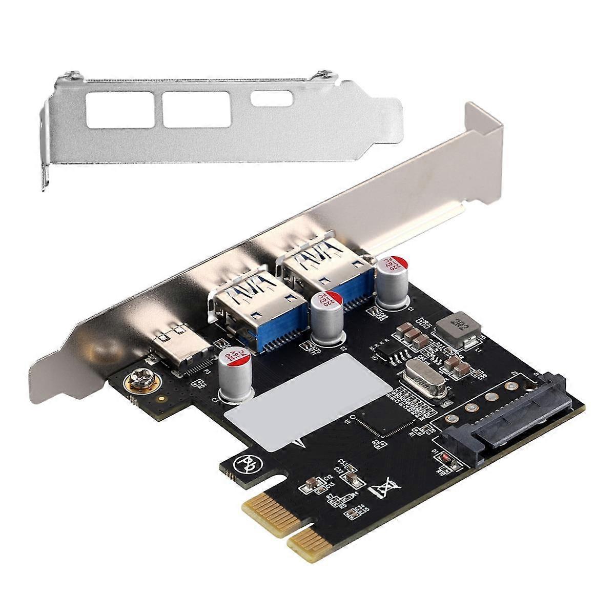 Expansion Card Desktop Graphics Card PCI-E1x to USB3.1 Type-C Card USB3.0 A Adapter Card Forward and Reverse Insertion