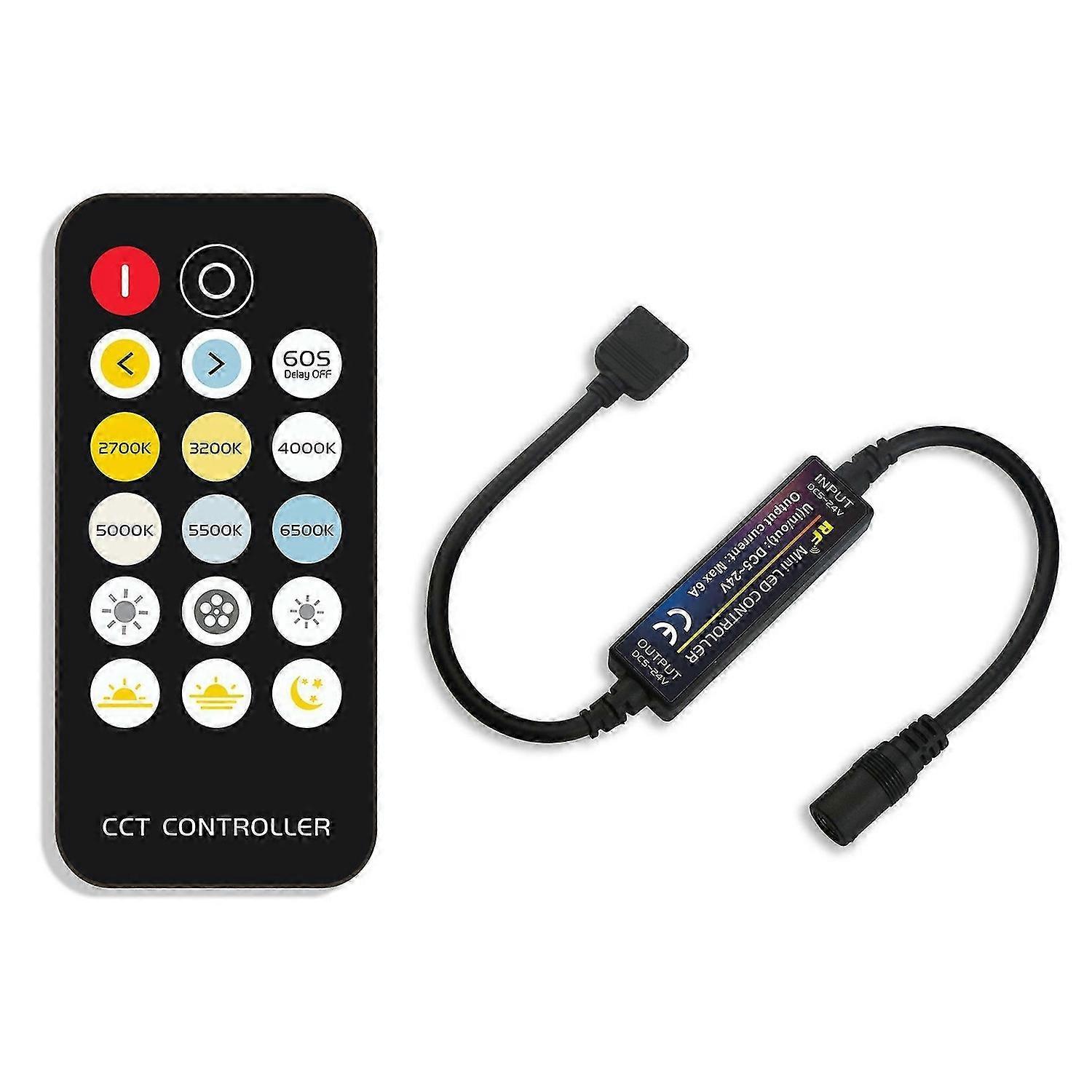 LED Controller Mini Wireless RF 17-Key Remote Control Constant Pressure Two-Color Light RGB+CCT LED