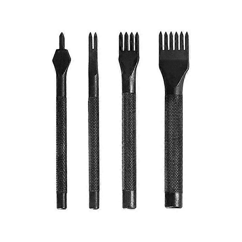 4Pcs Black Nonslip Diamond Cut DIY Leather Tool Leather Oblique Flat Cut Electroplating Hand-Sewn Diamond Cut Hole (5mm)