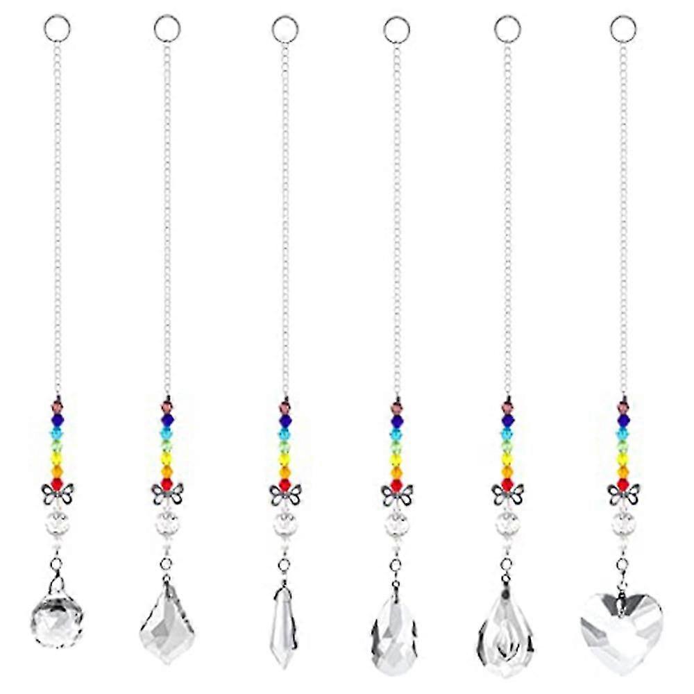 6pcs Crystal Sun cher, Hanging Crystal Prism Butterfly Rain Maker, Window e Garden Decor,8106