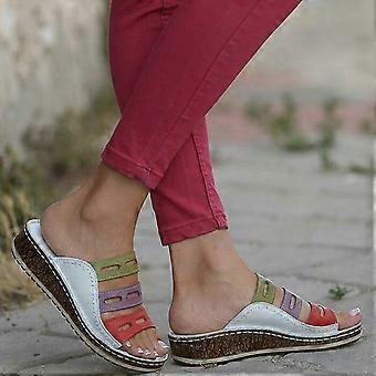Thick Bottom Slope Summer Slippers Women Sandal Slippers Shoes (White 41)